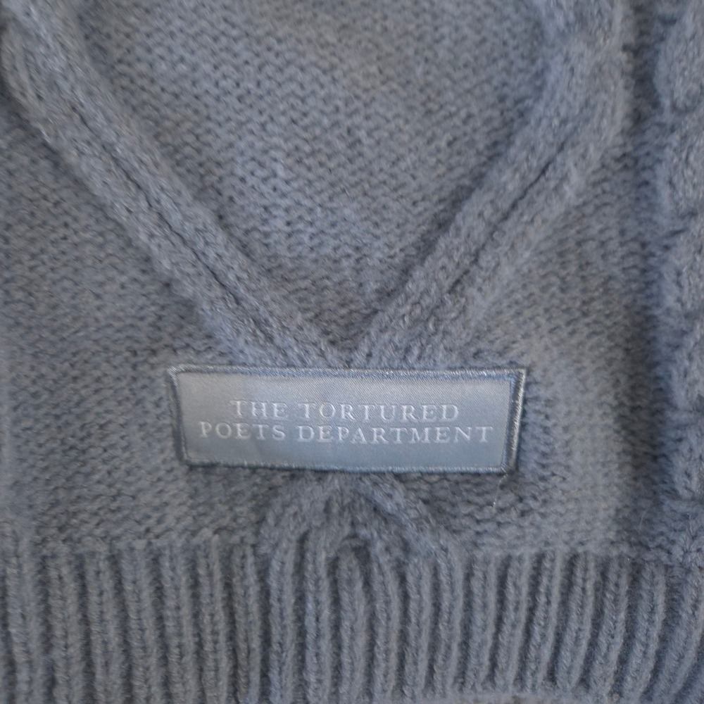 Taylor Swift Cardigan Womens M/L Grey TTPD The Tortured Poets Department Knit - Picture 4 of 10